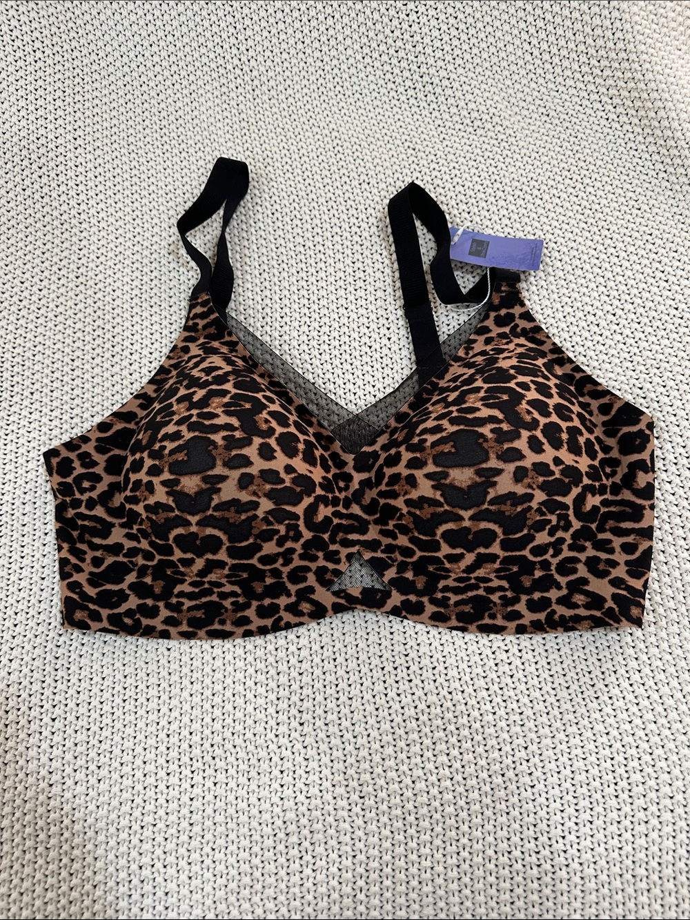 Leopard Print Wireless T-Shirt Bra - Brown/Black